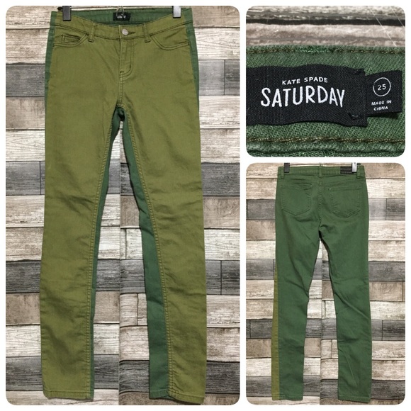 KATE SPADE Saturday Two Tone Skinny Jeans Women’s 25 Green (Inseam 29.5) - Picture 1 of 9